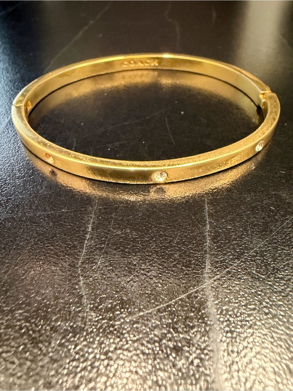 Coach Gold-tone Bangle with Crystal Studs